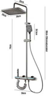 Thermostatische Douchezuil Set met Plafonddouche en Handdouche