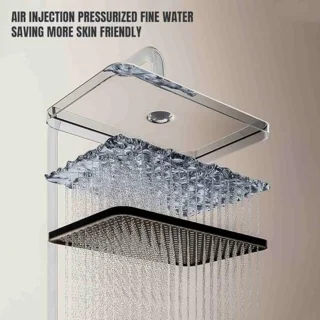 Thermostatische Douchezuil Set met Plafonddouche en Handdouche