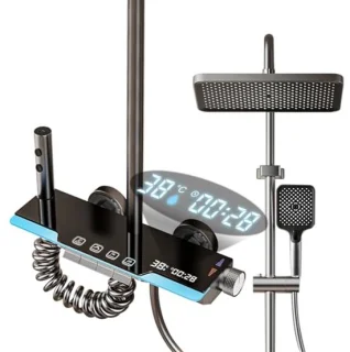 Thermostatische Douchezuil Set met Plafonddouche en Handdouche
