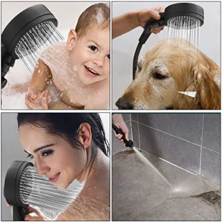Waterbesparende Handdouche met 5 Straalsoorten en Flexibele Slanghouder