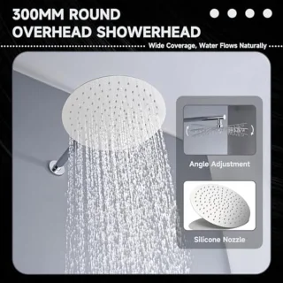 Complete doucheset met regendouche en handdouche, 30 x 30 cm, 360° verstelbare douchekop