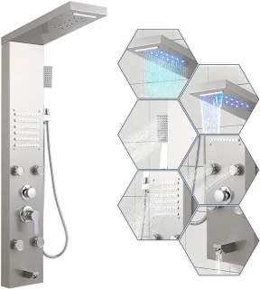 5-in-1 Douchesysteem met LED-verlichting en Multifunctionele Douchefuncties