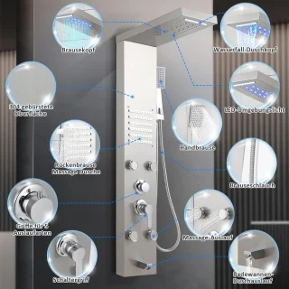 5-in-1 Douchesysteem met LED-verlichting en Multifunctionele Douchefuncties