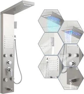 5-in-1 Douchesysteem met LED-verlichting en Multifunctionele Douchefuncties