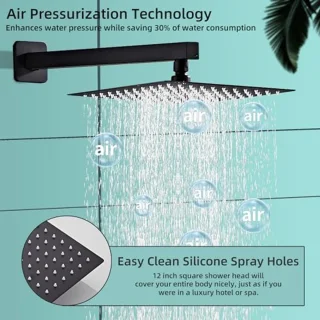 Zwarte Douche-armaturen Set met Baduitloop - Luxe Regendouche Systeem voor de Badkamer