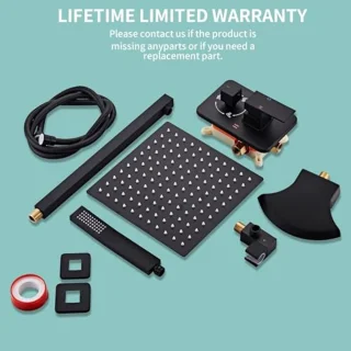 Zwarte Douche-armaturen Set met Baduitloop - Luxe Regendouche Systeem voor de Badkamer