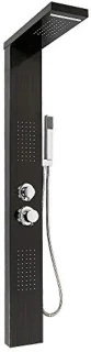 Thermostatische Douchekolom met Handdouche en 5 Waterstanden - Stijlvol Zwart Roestvrij Staal 130 cm