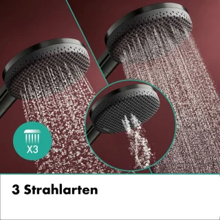 hansgrohe Raindance Alive S Puro - Showerpipe - Ecostat thermostaat - 300mm maat - 1 straalfunctie - Brushed Black Chrome