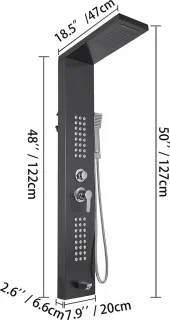 Led Licht Douche Panel Systeem - Doucheset - Compleet Douchesysteem - Mat Zwarte Hoofd en Handdouche - Massage Douche - Kraan - Regendouche voor Badkamer - Waterval Rain Douchekraan