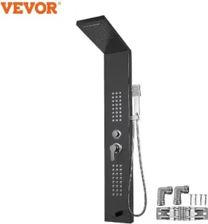 Led Licht Douche Panel Systeem - Doucheset - Compleet Douchesysteem - Mat Zwarte Hoofd en Handdouche - Massage Douche - Kraan - Regendouche voor Badkamer - Waterval Rain Douchekraan