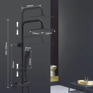 Waterbesparend Douchesysteem met Regendouche en Handdouche - Thermostaat Inclusief