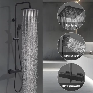 Waterbesparend Douchesysteem met Regendouche en Handdouche - Thermostaat Inclusief