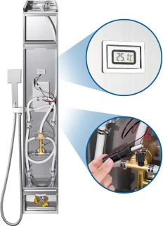 Douchepaneel met Hydromassage-jets LCD Temperatuurweergave - Regendouche en Handdouche van Roestvrij Staal regendouche zonder kraan