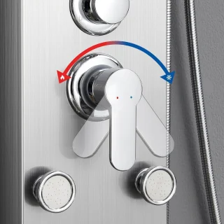 Douchepaneel met Hydromassage-jets LCD Temperatuurweergave - Regendouche en Handdouche van Roestvrij Staal regendouche zonder kraan