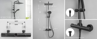 Wat vinden we goed aan de DERW max Regendouche met Thermostaatkraan - Zwart Douchesysteem Regendouche met 5-functie handdouche - Mat Zwarte Doucheset - Handdouche - Doucheset Mat Zwart