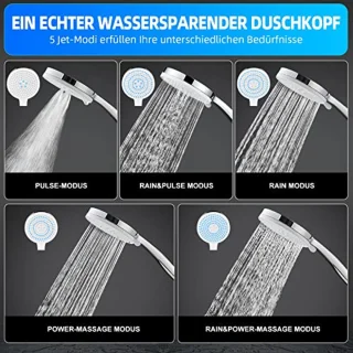 Waterbesparende 5-traps Hogedruk Douchekop voor Badkamer en Buiten - Chroom, Verstoppingsvrij