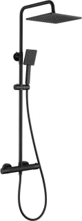 Auralum MAX - Regendouche met Thermostaatkraan - Regendouche Ø 25.4 cm en Handdouche Ø 8.5 cm - 10 inch Douchekop - Vierkant Design - Zwart