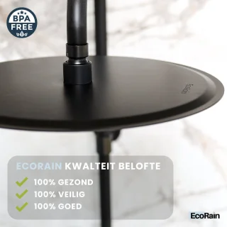 EcoRain© 30% Waterbesparende Regendouchekop Tyler 30 CM Vierkant met Douchearm en Slangaansluiting - Hoge Druk - Universele Aansluiting - Anti-kalk Douchekop - 2 jaar garantie - Chroom