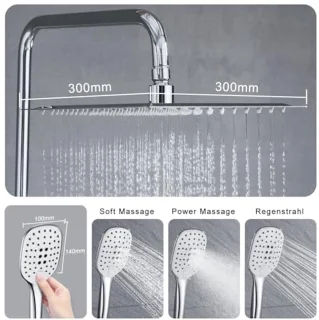 Thermostatisch Douchesysteem met Handdouche en Hoofddouche 30x30cm
