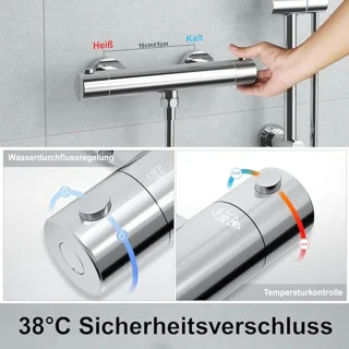 Thermostaat Douchesysteem met Douchekraan en Handdouche | Roestvrij staal Douchestang 70 cm