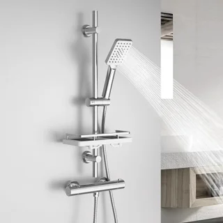 Thermostaat Douchesysteem met Douchekraan en Handdouche | Roestvrij staal Douchestang 70 cm