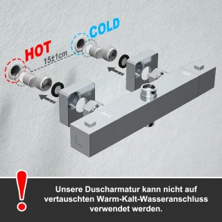 Hoogte verstelbare thermostatische douchekolom met chroom douchekop 30x30cm
