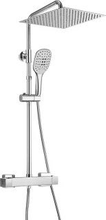 Hoogte verstelbare thermostatische douchekolom met chroom douchekop 30x30cm
