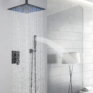 Compleet Douche Systeem met LED Regendouche en Matzwart Design