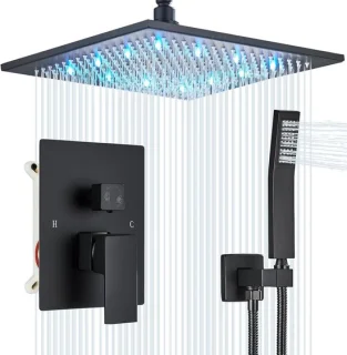 Compleet Douche Systeem met LED Regendouche en Matzwart Design