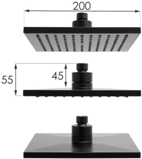 Doucheset Zwart met Regendouche 20cm en Thermostaatkraan - Moderne Badkamer Set