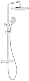 Douchesysteem met thermostaat en ronde regendouche, complete set met 5 straalsoorten, hoogte verstelbaar van 92-126 cm