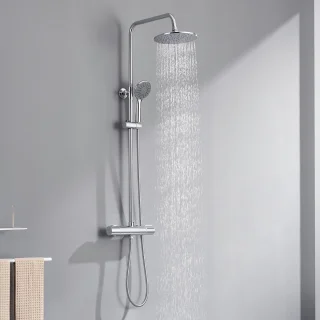 Auralum MAX - Regendouche met Thermostaatkraan - Regendouche en Handdouche - 9 inch Douchekop - Rond Design - Chroom