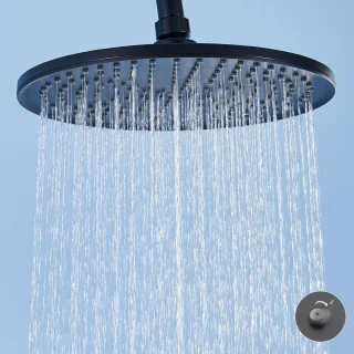 Auralum Max - Douche Set - Douchesysteem Regendouche - Zwart - RVS - Handdouche met 4 Functions - Duurzame Messing Omsteller voor Badkamer - Wandmontage