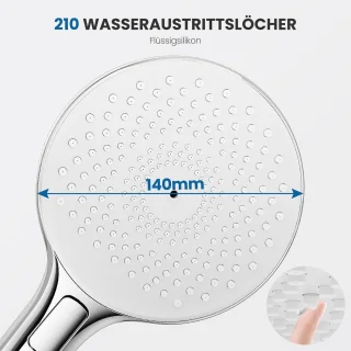 Grote antikalk douchekop 140mm met 4 waterstanden – Eenvoudig te installeren en te reinigen