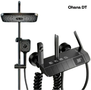 Ohana DT - Douchekop - Douchekraan Set - Regendouche - Handdouche - Met Digitaal Display - ABS- Moderne afwerking - Zwart