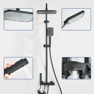Ohana DT - Douchekop - Douchekraan Set - Regendouche - Handdouche - Met Digitaal Display - ABS- Moderne afwerking - Zwart