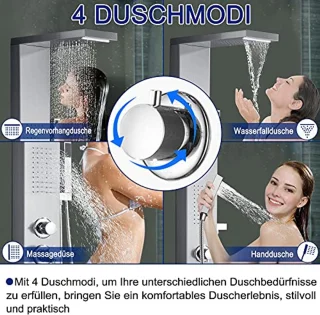 Multifunctioneel Douchepaneel Roestvrijstaal met Regendouche en Massagedouche voor Luxe Badkamer