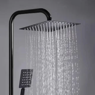 CasaLuxe Luxe Regendoucheset - mat zwart - complete douch met Regendouch Handdouch & Shampoo Bakje - Zinklegering
