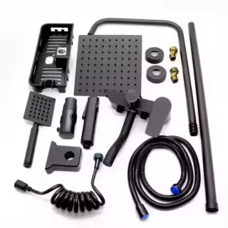 CasaLuxe Luxe Regendoucheset - mat zwart - complete douch met Regendouch Handdouch & Shampoo Bakje - Zinklegering