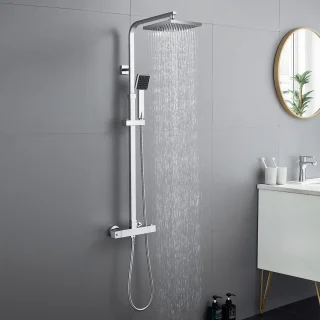 Auralum max Regendouche met Thermostaatkraan - RVS Douche Badkamer - Hoofddouche & Handdouche - ø 20cm Regendouche - Chroom