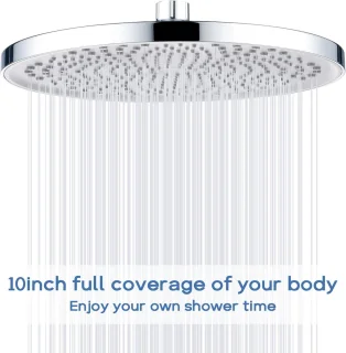 Grote Douchekop 10 Inch met Anti-Kalk, Waterbesparende Hoofddouche voor Ultieme Regenervaring
