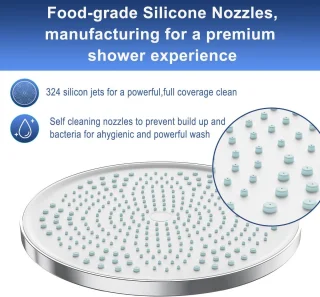 Grote Douchekop 10 Inch met Anti-Kalk, Waterbesparende Hoofddouche voor Ultieme Regenervaring
