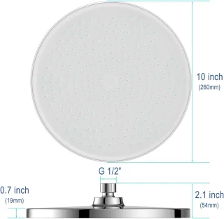 Grote Douchekop 10 Inch met Anti-Kalk, Waterbesparende Hoofddouche voor Ultieme Regenervaring