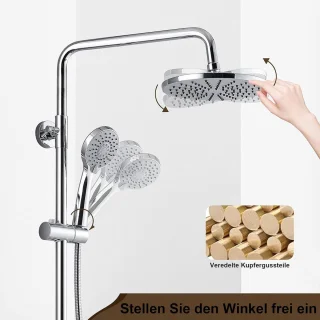Thermostatische regendouche systeem met handdouche - verstelbare douchezuil - 3 straalsoorten - 38 graden Celsius regendouche zonder kraan