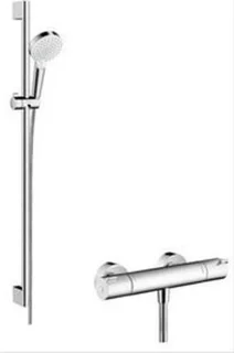 Hansgrohe Ecostat 1001cl thermostaat met stang 90cmm crometta vario handdouche wit chroom