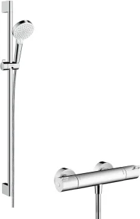 Hansgrohe Ecostat 1001cl thermostaat met stang 90cmm crometta vario handdouche wit chroom