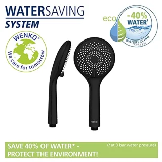 Waterbesparende Douchekop - Universele Handdouche met Duurzaam Systeem, 40% Waterbesparing, 11 cm Diameter, ABS Zwart Mat