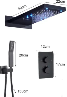 Betaalbare Goederen® Plafond Douchekop - Goud - Led - Douchekraan - Slimme Digitale Display - Mengkraan Douche - Regendouchekop - Led Regendouche - Waterval