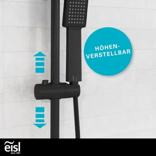 Zwarte Doucheset 2 in 1 met Grote Regendouche en Handdouche - Douchesysteem voor Inbouw