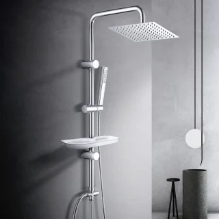 Regendouche douchesysteem met legplank en handdouche zonder kraan - Chroom 20x20